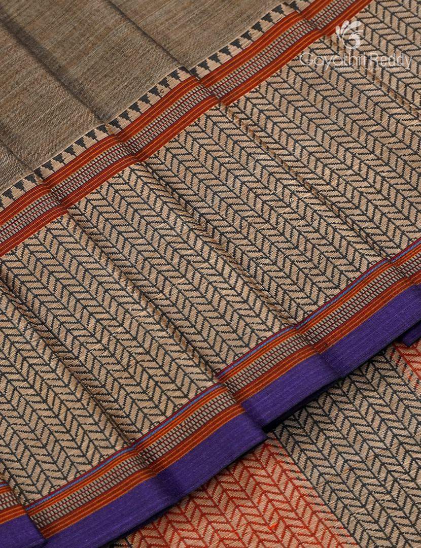 Pure Narayanpet Cotton Saree in Olive Grey