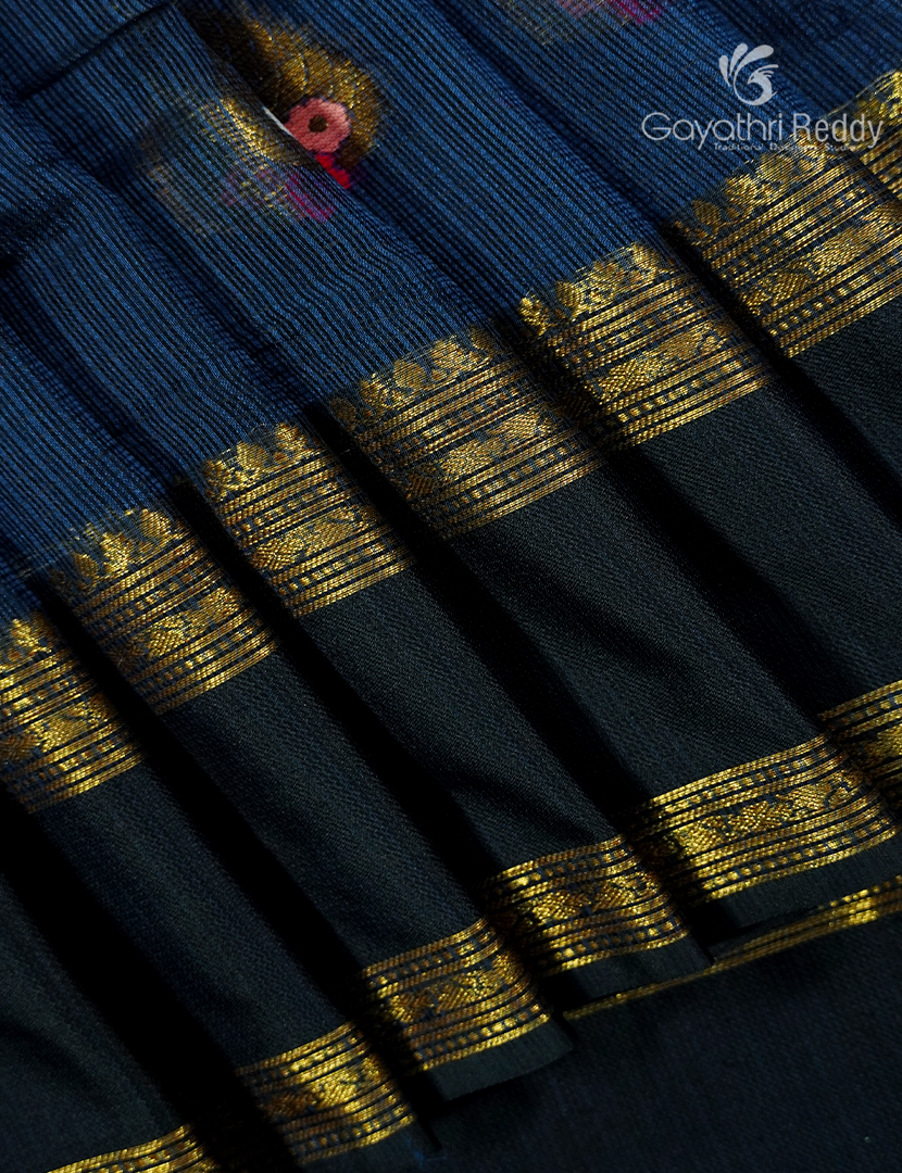 Pure Silk Kota Saree in Deep Peacock Blue