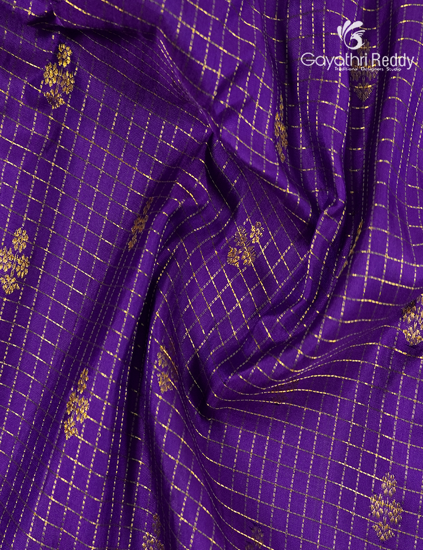 Pure Gadwal Silk Saree in Violet and Blue
