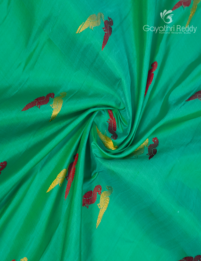 Pure Gadwal Silk Saree in Sea Green and Bottle Green