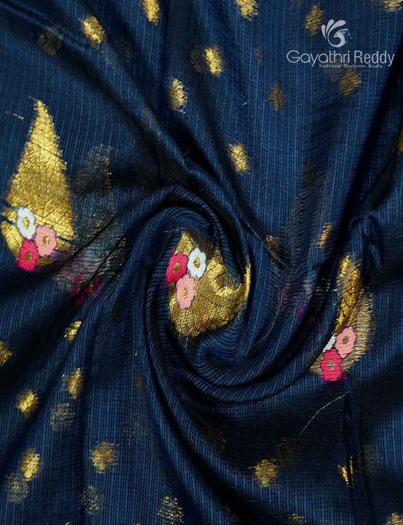 Pure Silk Kota Saree in Deep Peacock Blue
