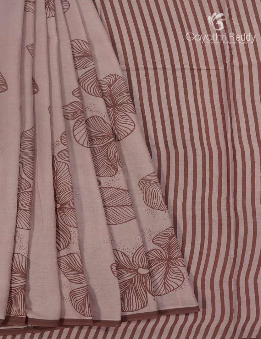 Pure MulMul Cotton Saree in Light Beige