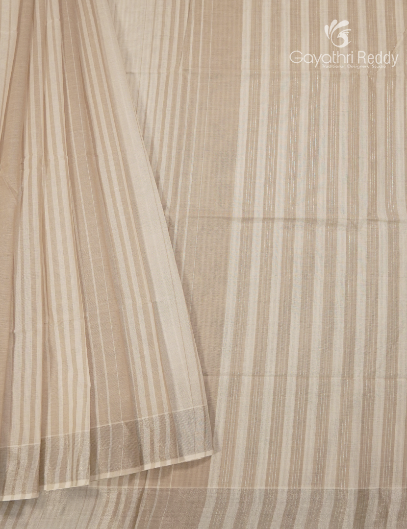 Pure Kanchi Cotton Saree in Cream and Light Beige