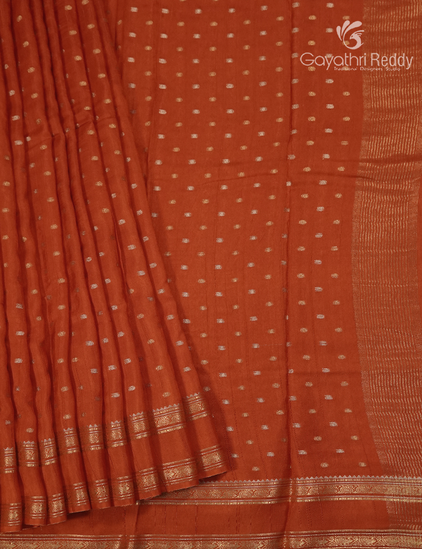 Semi Mysore Crepe Saree in Orange