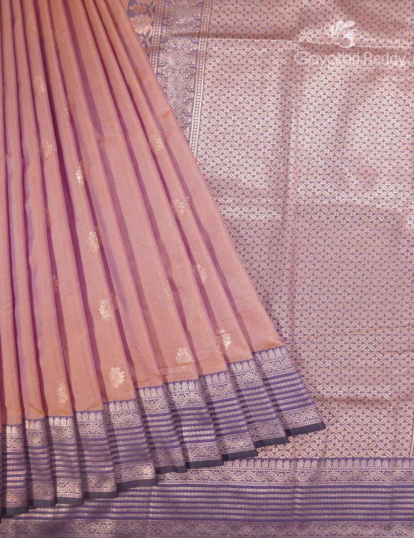 Semi Kanchipuram Art Silk Saree in Pastel Peach