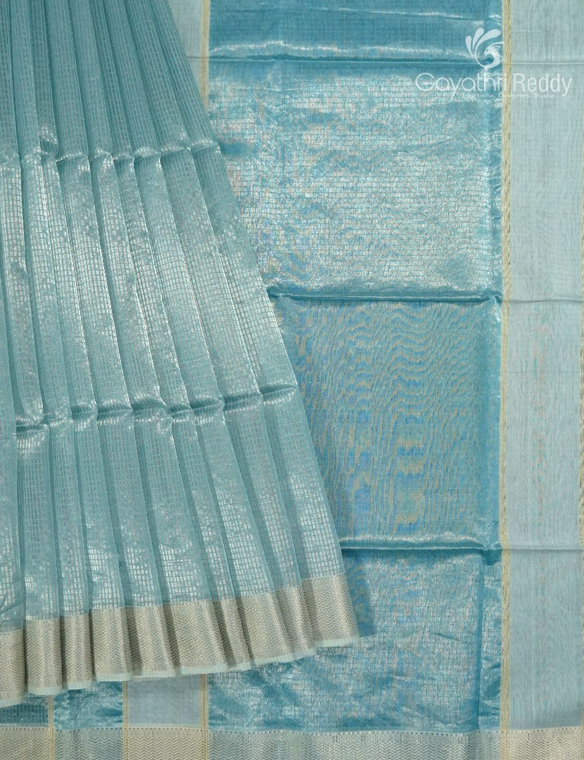 Pure Chanderi Sico Tissue Saree in Pastel Aqua Green