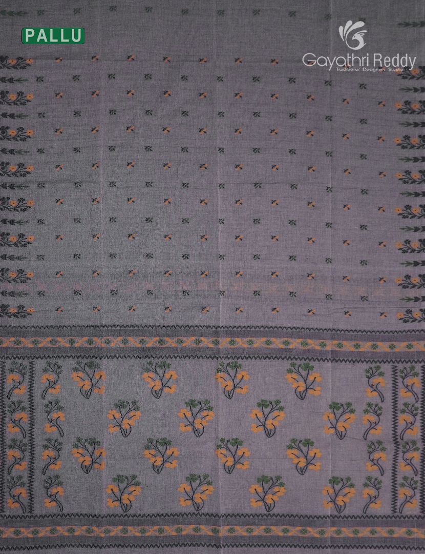 Jamdani Cotton Saree in Ash Grey