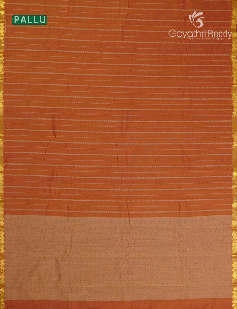 Pure Kanchi Cotton Saree Burnt Orange