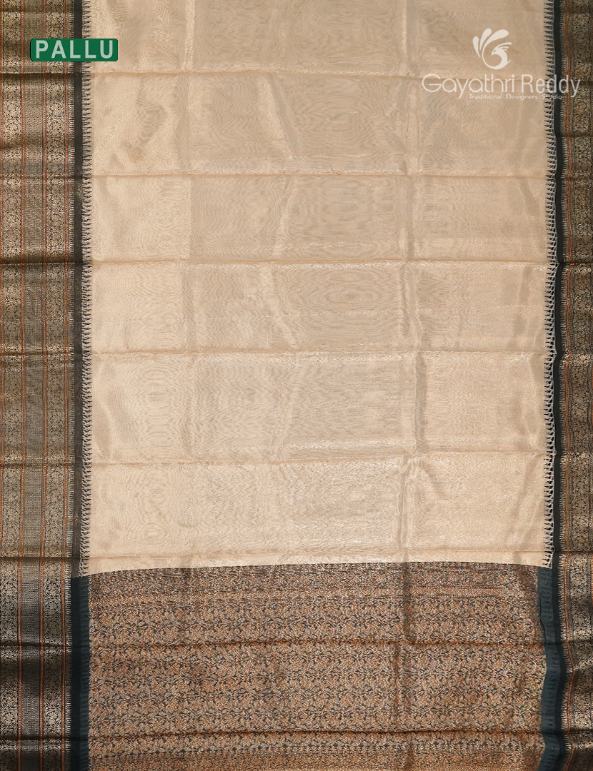 Semi Tissue Gadwal Saree in Off White and Black