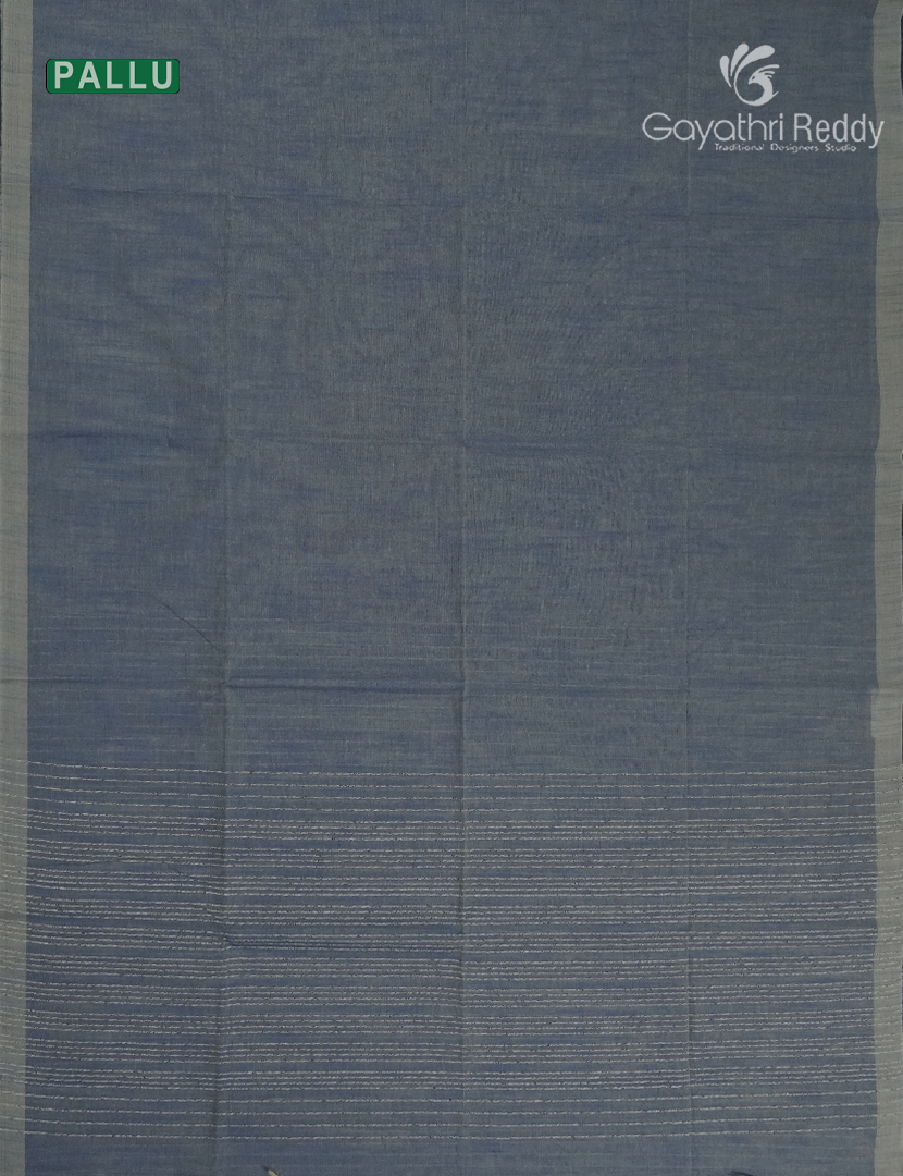 Pure Handloom Cotton Saree in Deep Denim Grey