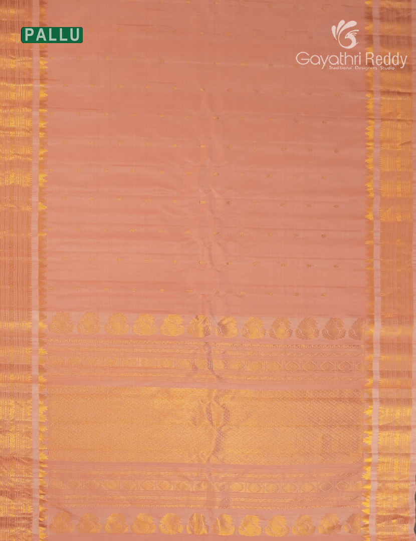 Pure Gadwal Silk Saree in Pastel Peach