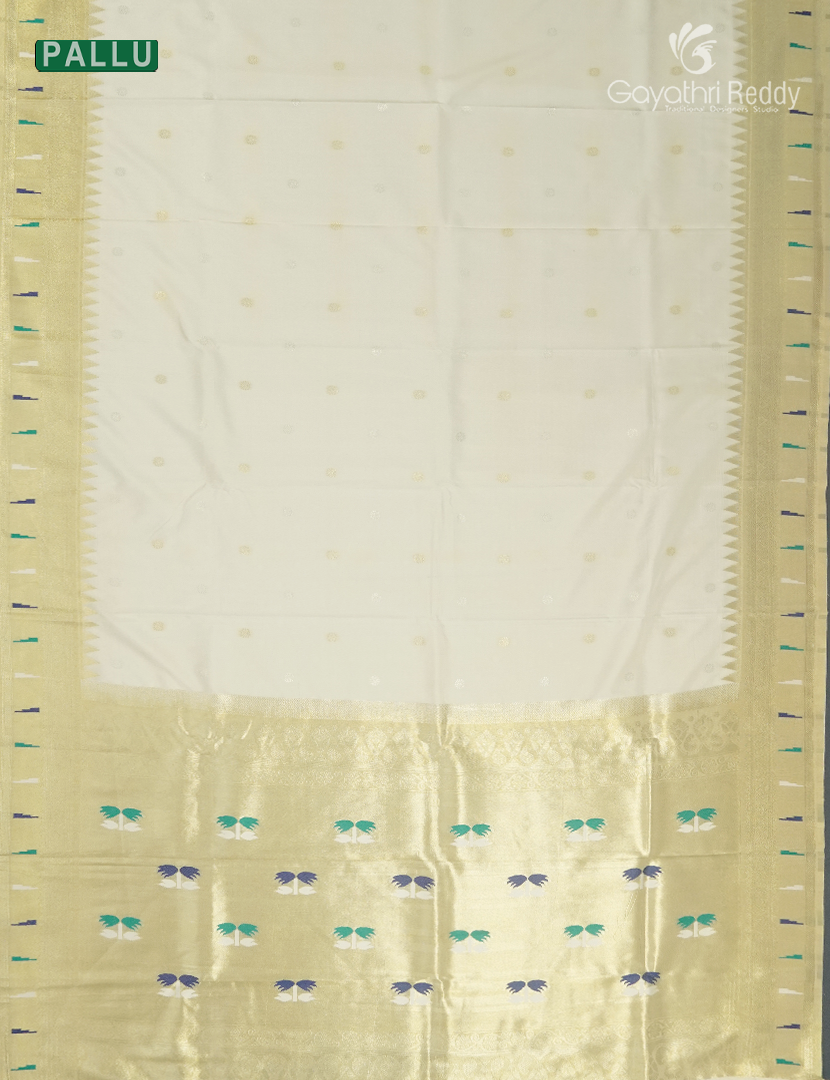 Semi Kanchipuram Art Silk Saree in Cream