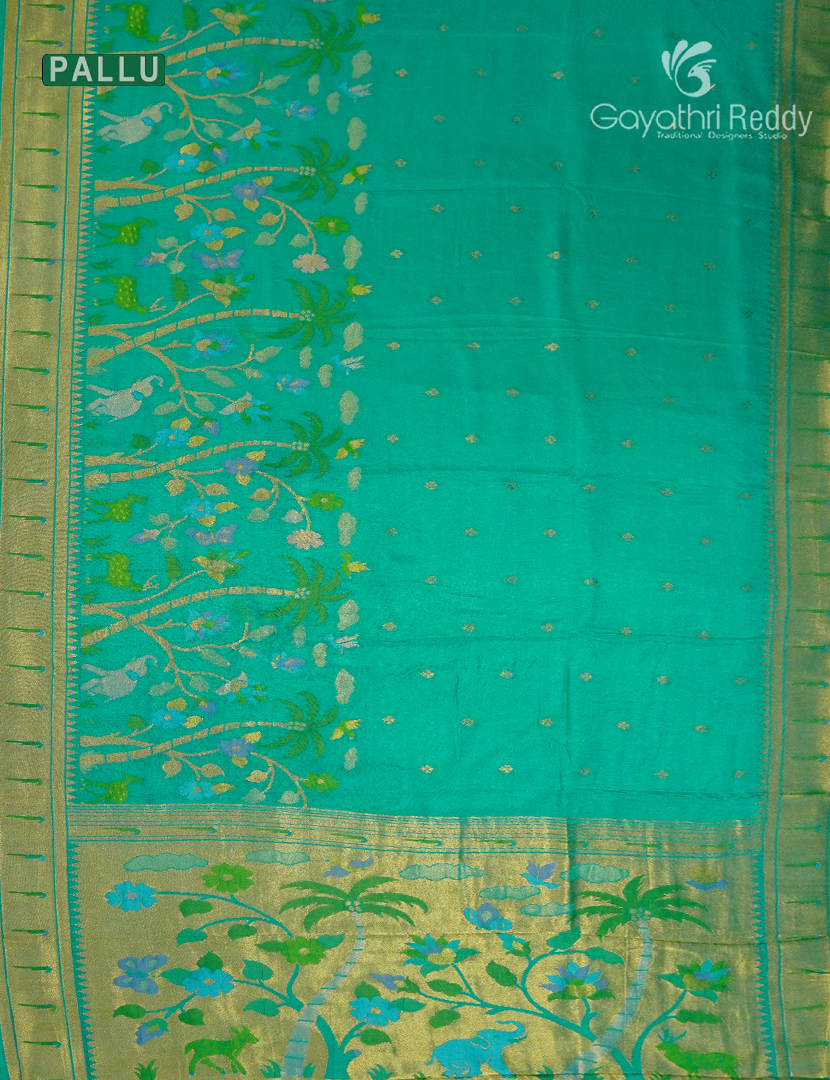 Pure Satin Silk Saree in Sea Foam Green