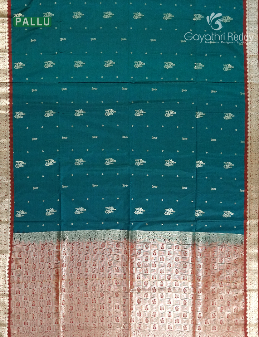 Soft Silk Saree in Deep Peacock Blue and Deep Magenta