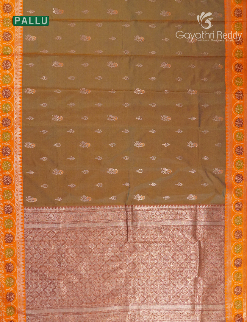Semi Kanchipuram Art Silk Saree in Dry Mehendi
