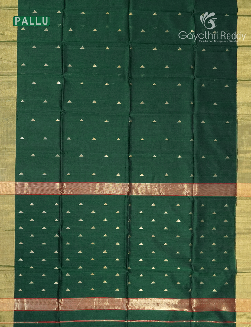 Pure Chanderi Sico Saree in Bottle Green
