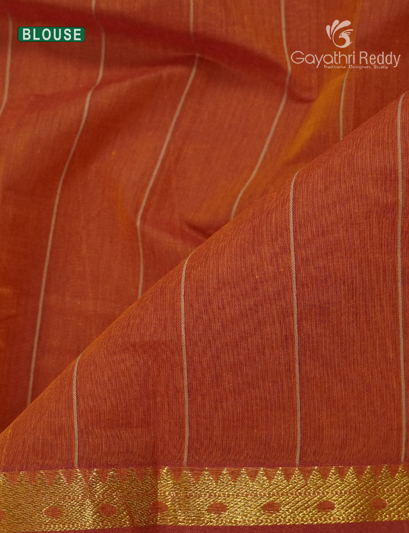Pure Kanchi Cotton Saree Burnt Orange