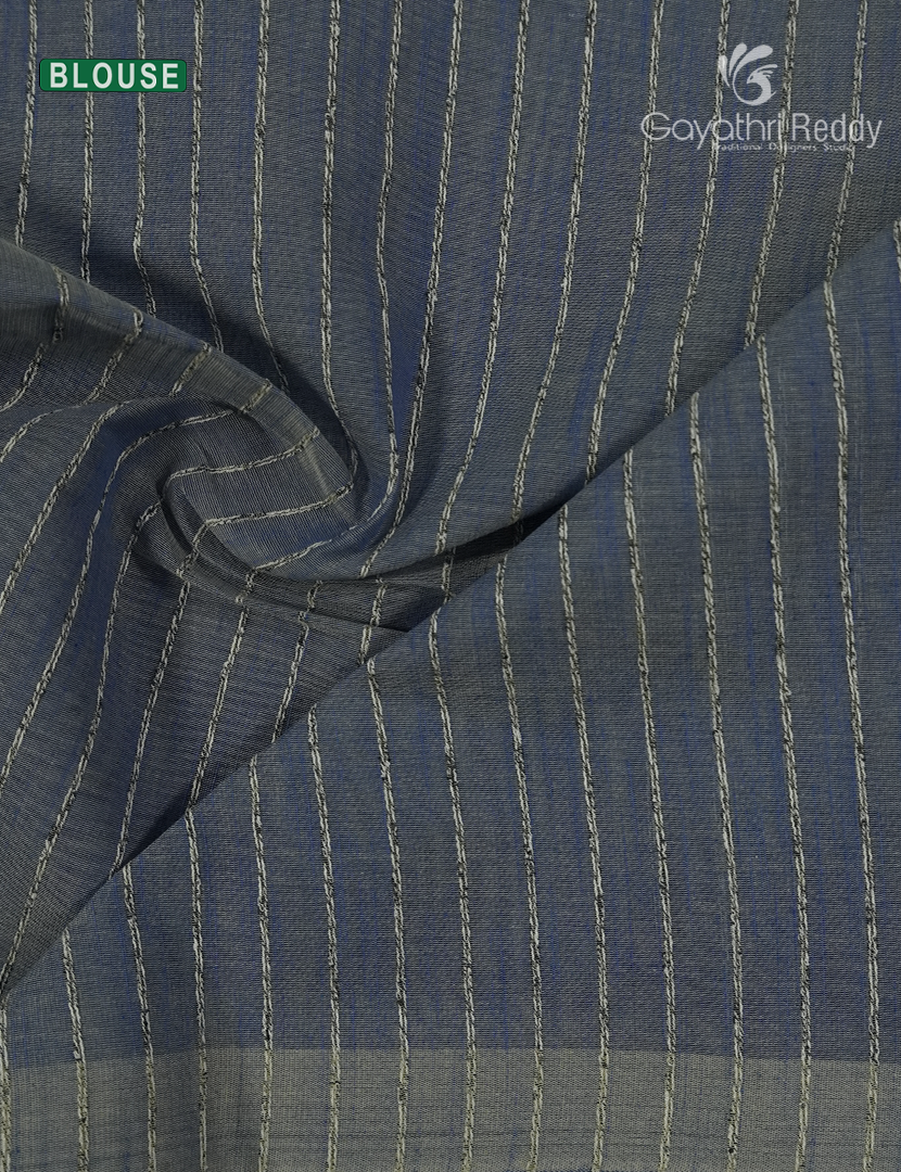 Pure Handloom Cotton Saree in Deep Denim Grey