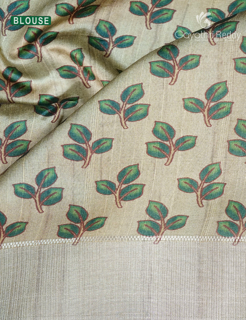 Semi Tussar Saree in Slate Black