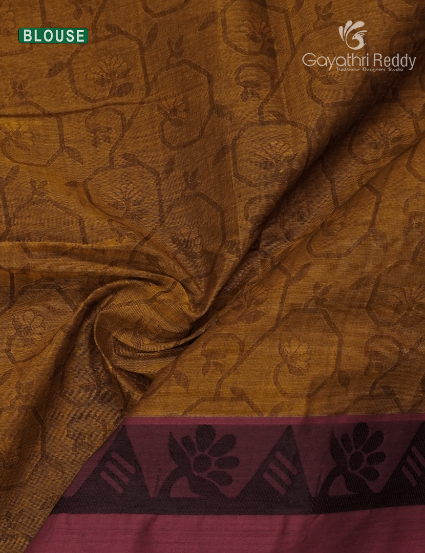 Pure Kanchi Cotton Saree in Mustard
