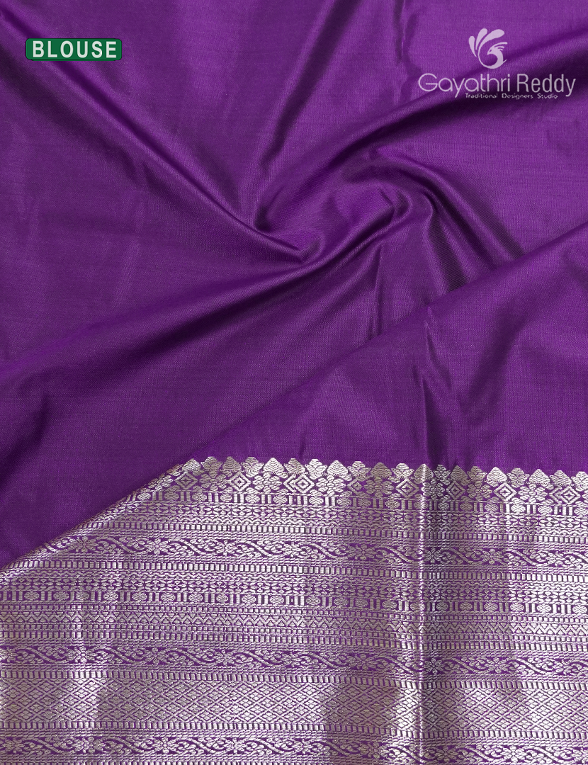 Semi Kanchipuram Silk Saree in Deep Purple
