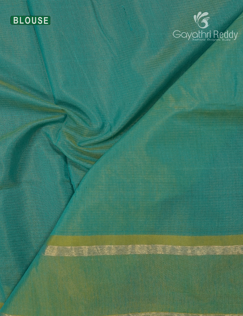 Kanchipuram Sico Saree in Teal Blue and Sea Green