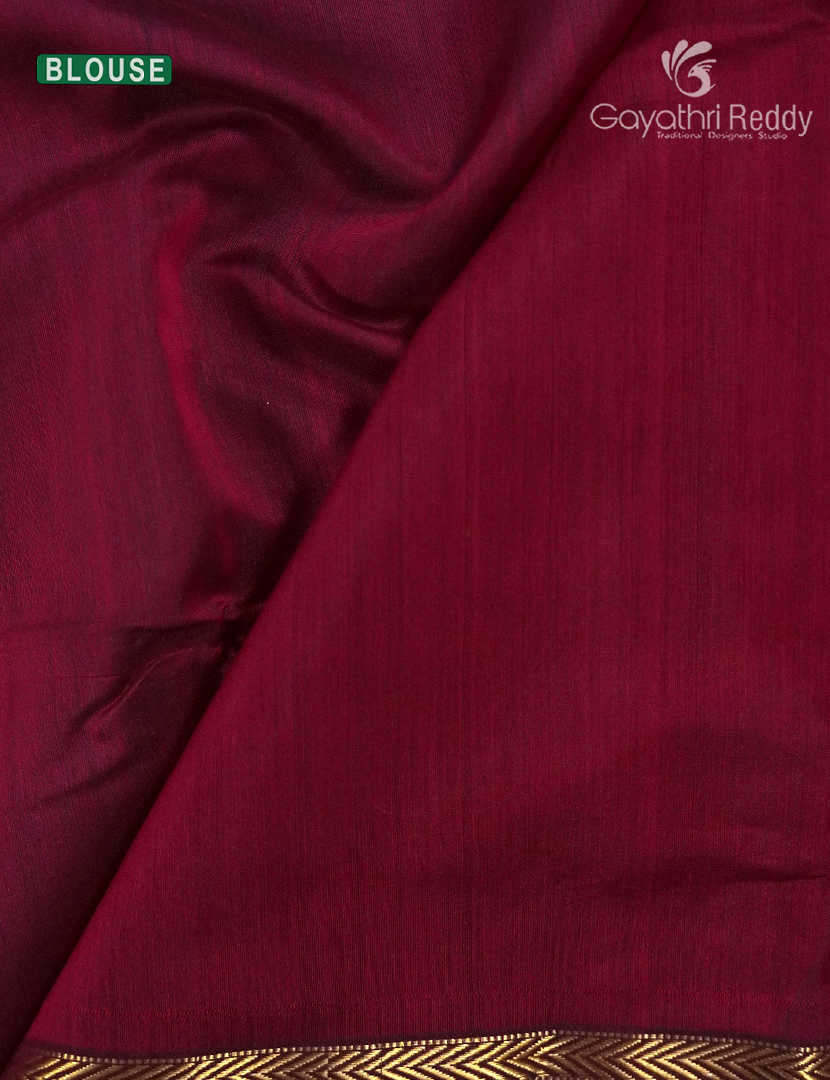 Pure Chanderi Sico Saree in Deep snuff and Bridal Red
