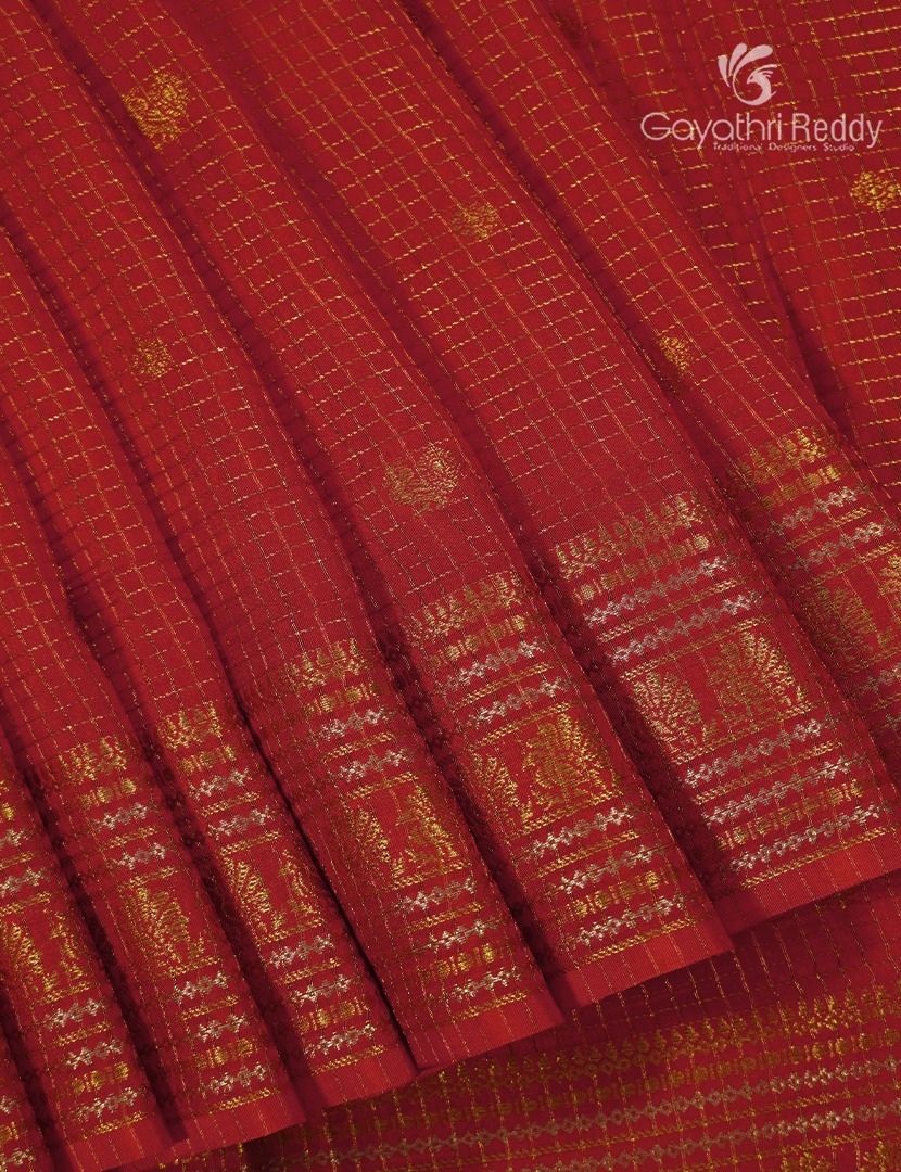Semi Mysore Crepe Saree in Red