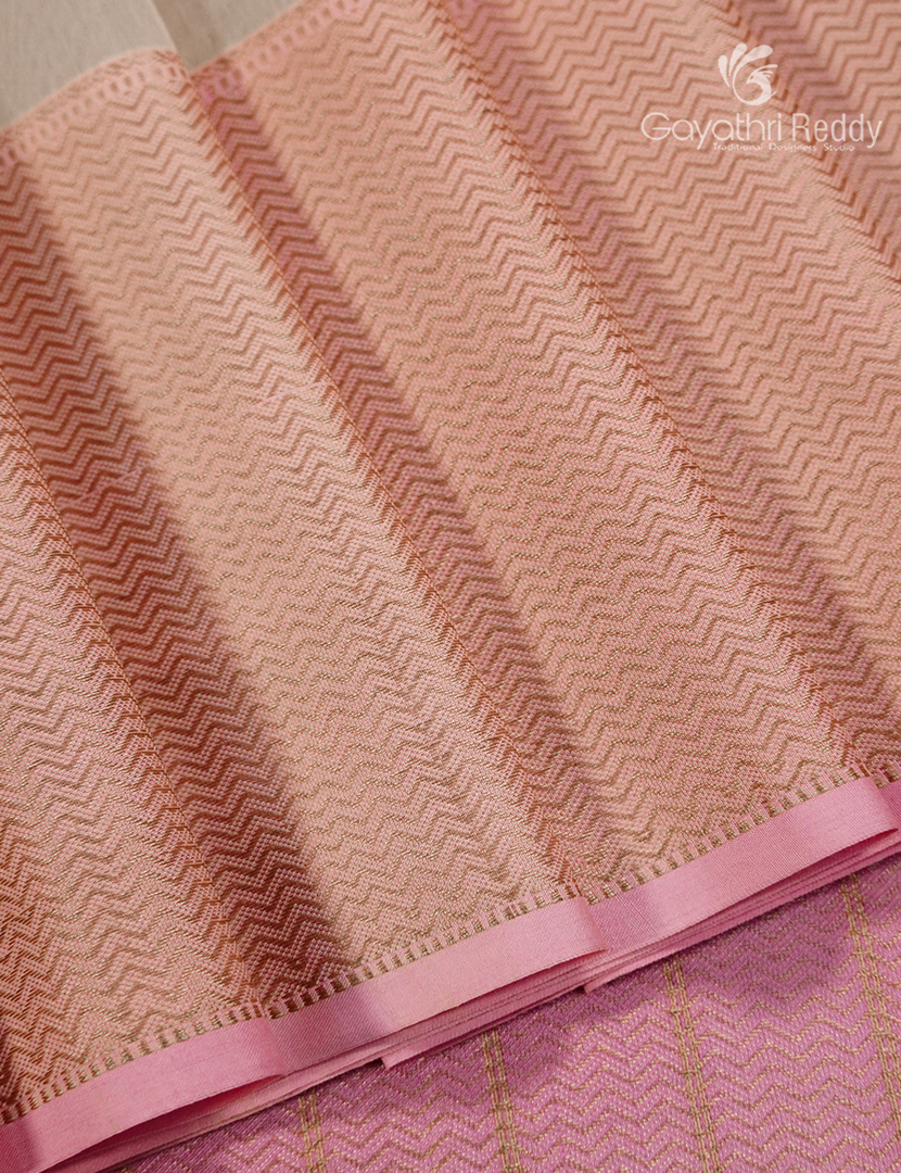 Pure Chanderi Sico Saree in Cream and Baby Pink