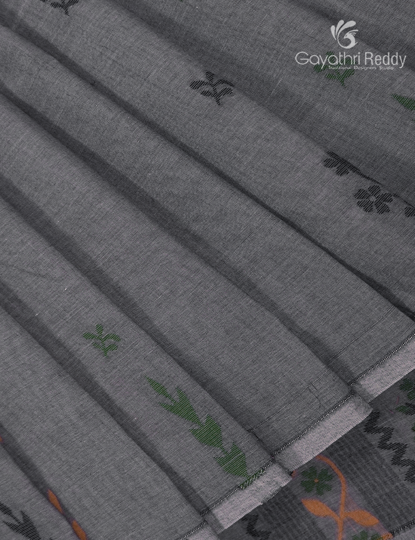 Jamdani Cotton Saree in Ash Grey