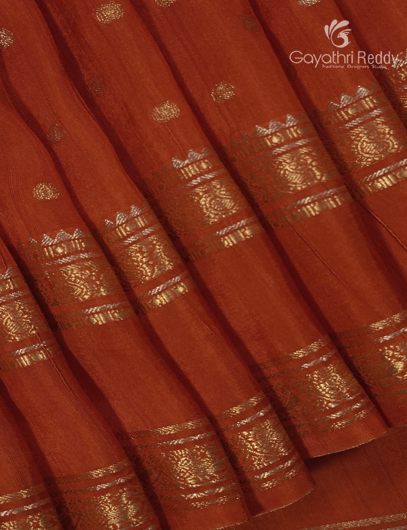 Semi Mysore Crepe Saree in Orange