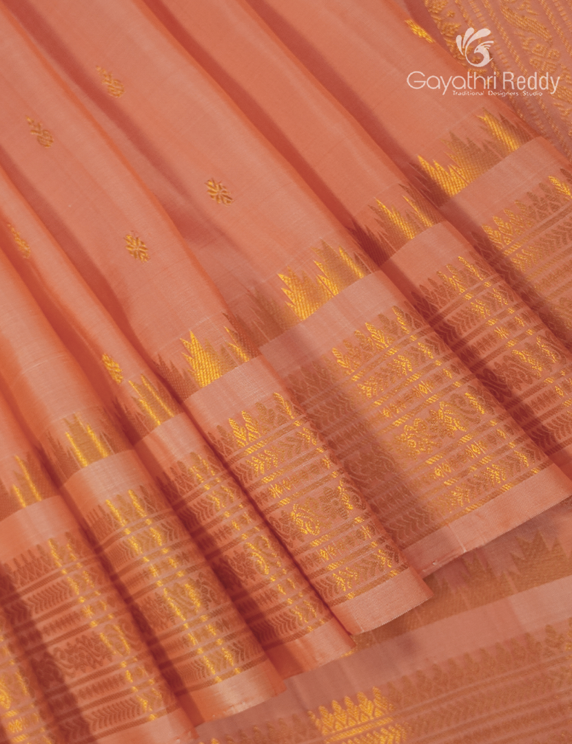 Pure Gadwal Silk Saree in Pastel Peach
