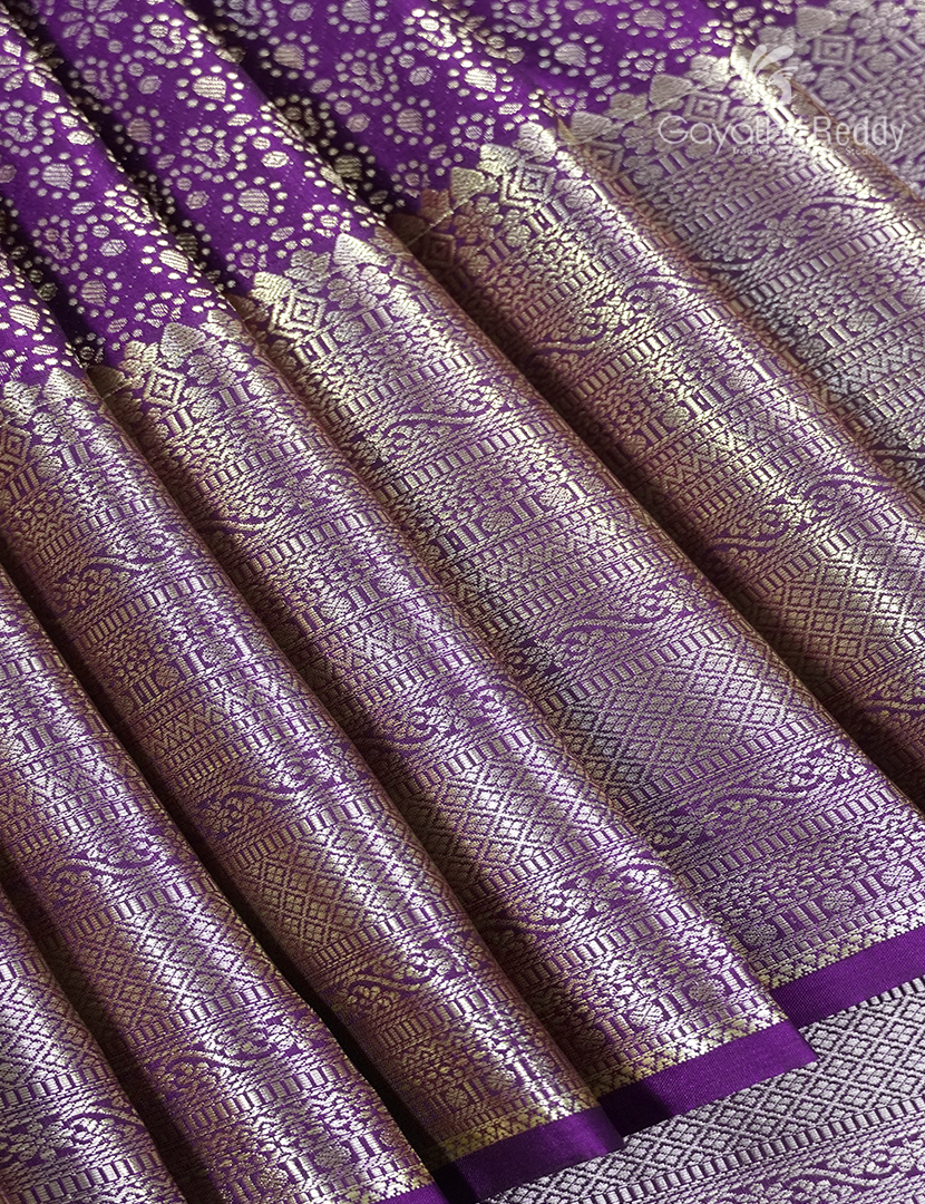 Semi Kanchipuram Silk Saree in Deep Purple