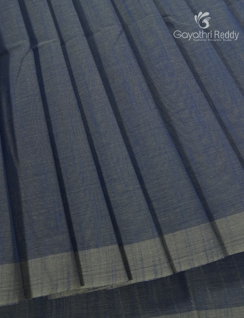Pure Handloom Cotton Saree in Deep Denim Grey
