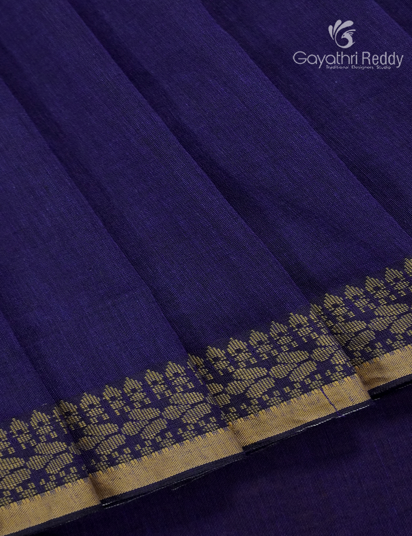 Jamdani Cotton Saree in Deep Blue