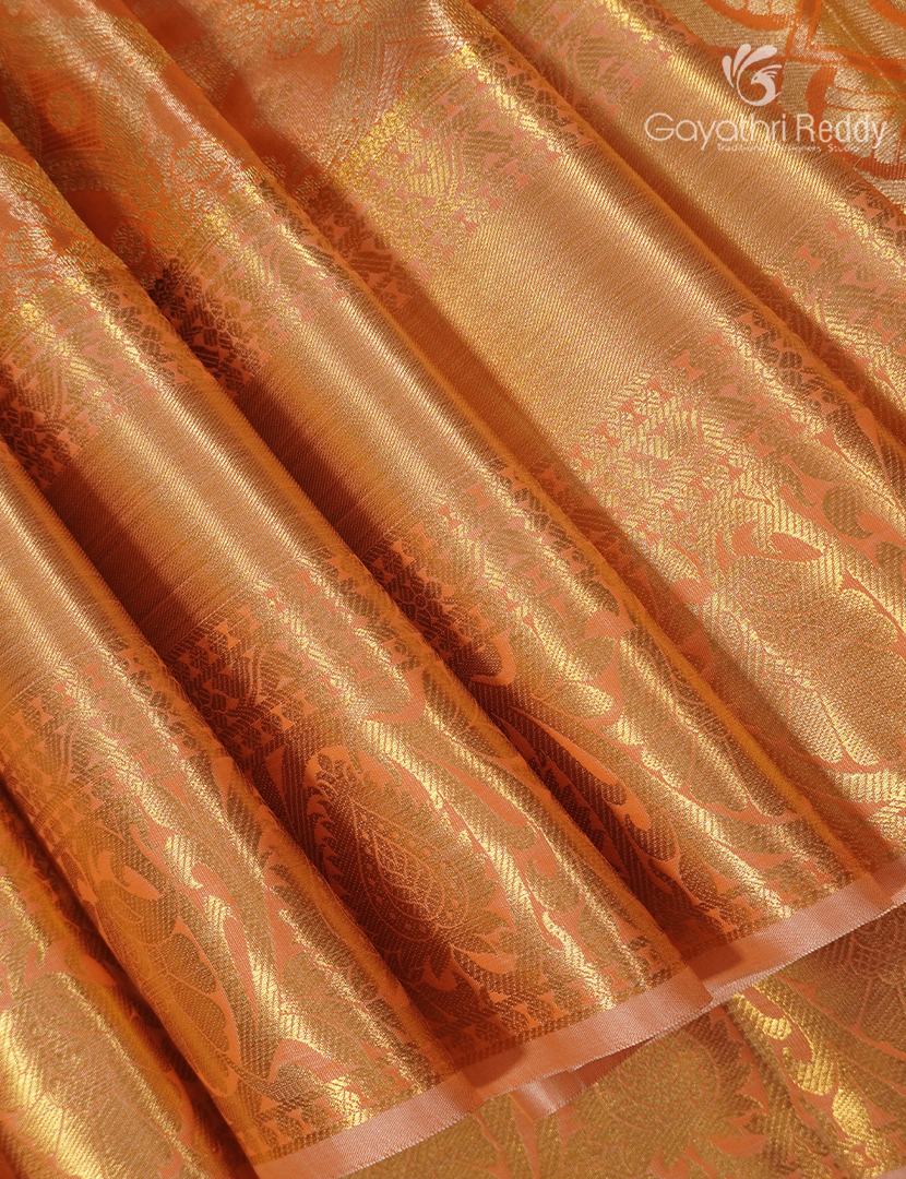 Semi Kanchipuram Silk Saree in Light Orange