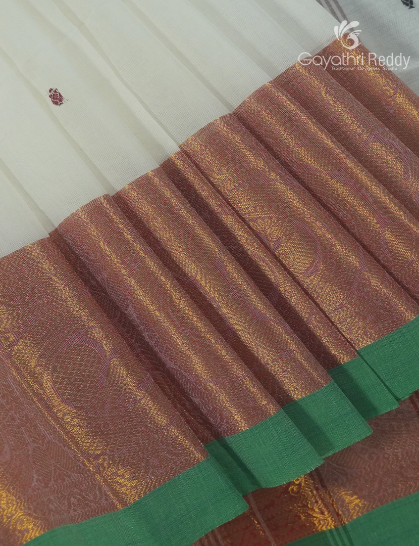 Pure Handloom Cotton Saree in Cream