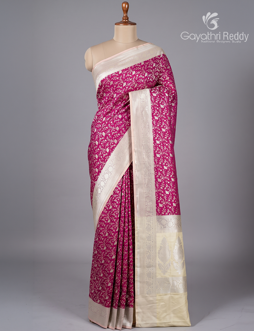 Pure Banaras Katan Silk Saree in Magenta