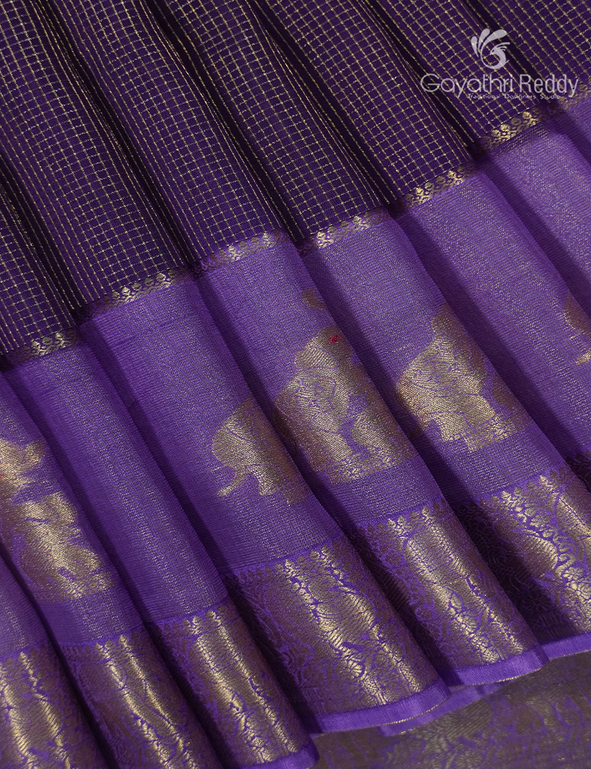 Semi Mysore Silk Saree in Deep Violet and Violet
