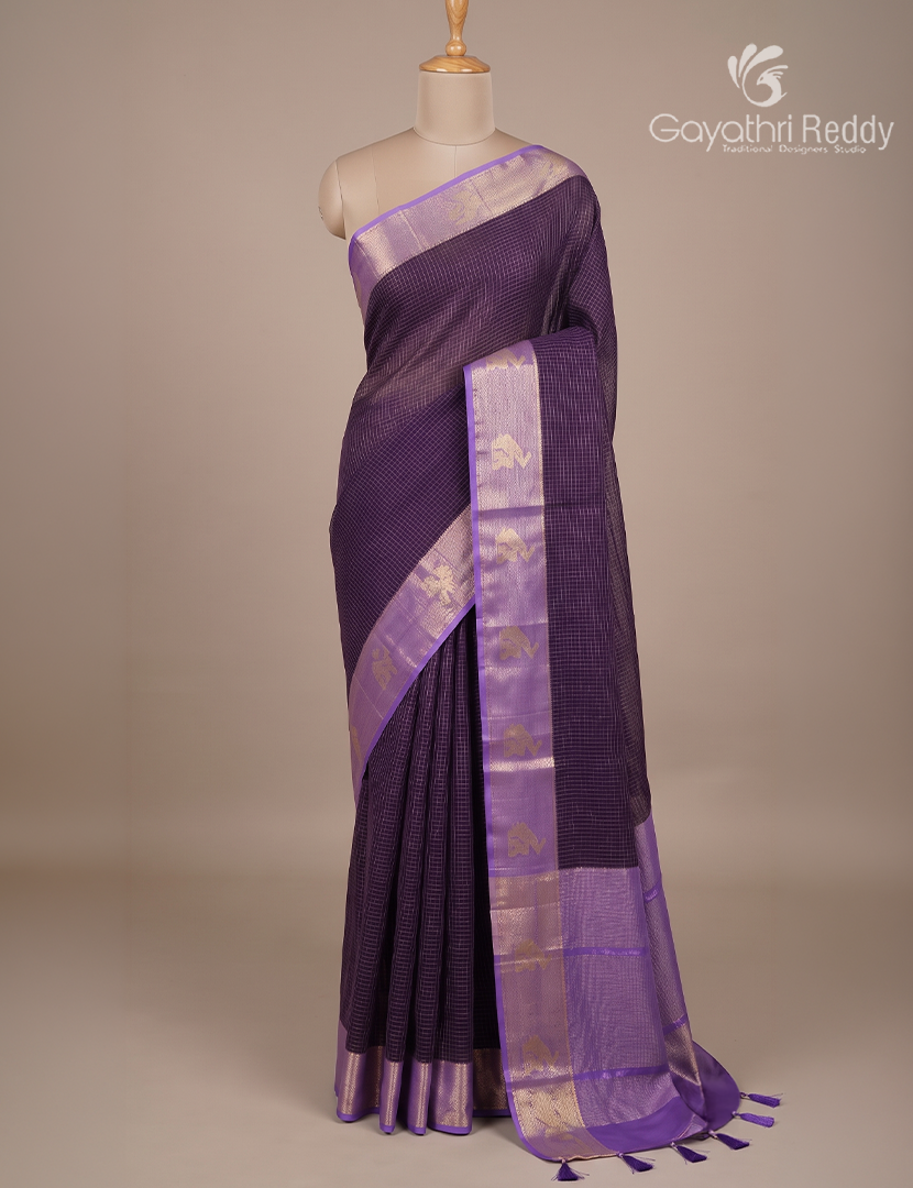 Semi Mysore Silk Saree in Deep Violet and Violet