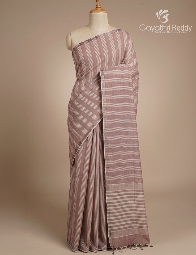 Pure Kanchi Cotton Saree in Cream and Pastel Pink