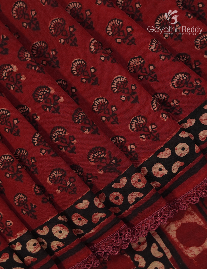 Pure Modal Silk Fancy Saree in Rust Red