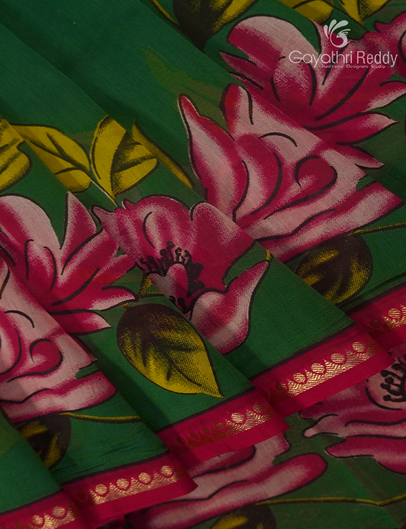 Pure Maheshwari Silk Saree in Green