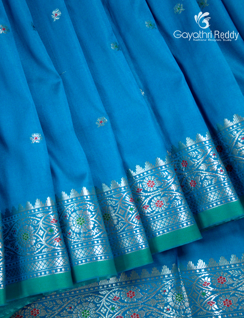 Semi Banaras Katan Silk Saree in Cobalt Blue
