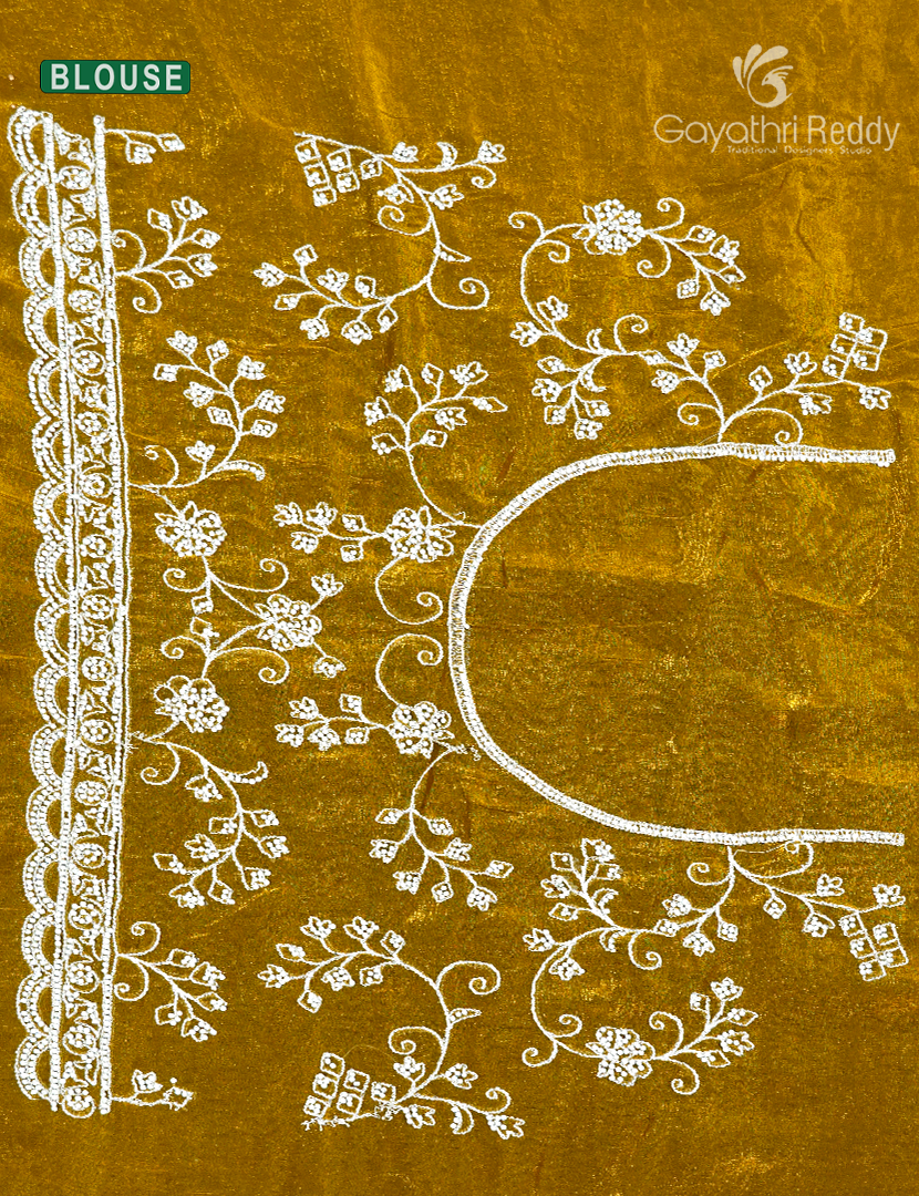 Tissue Fancy Saree in Dry Mehendi Green