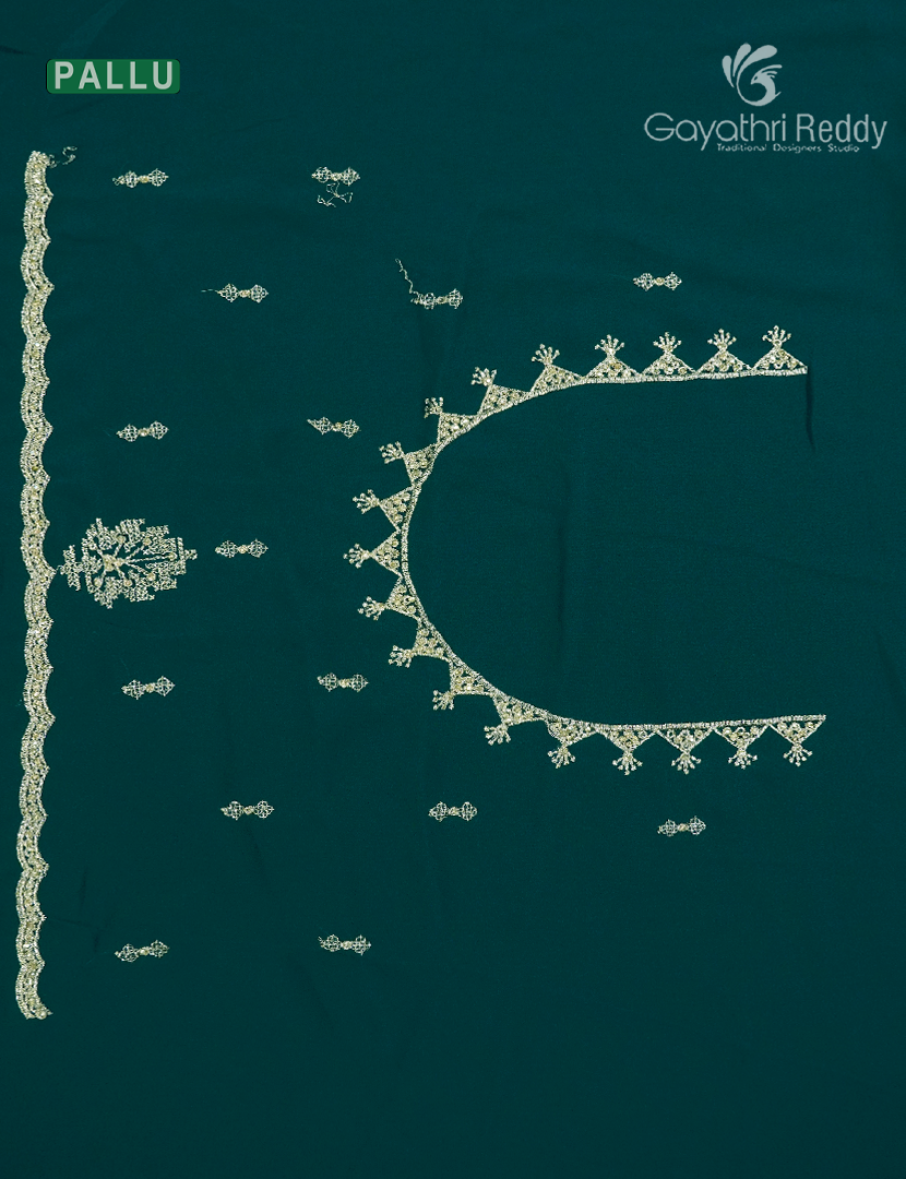 Georgette Fancy Saree in Rama Green