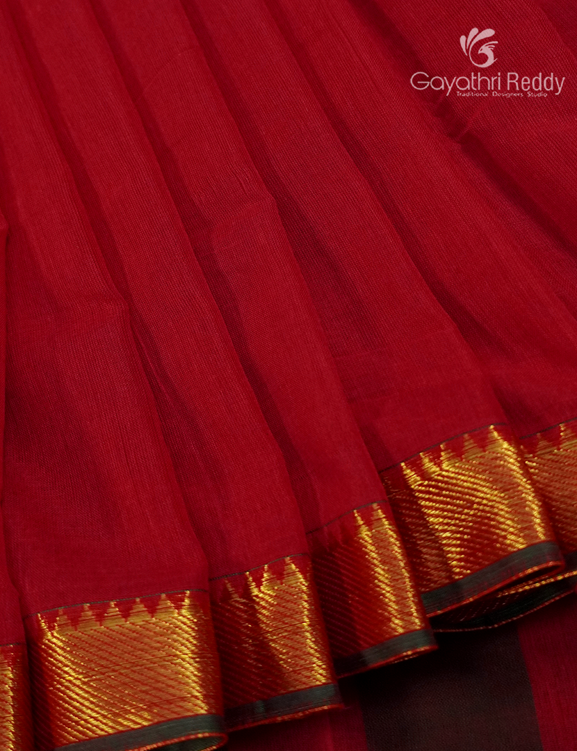 Pure Narayanpet Cotton Saree in Red