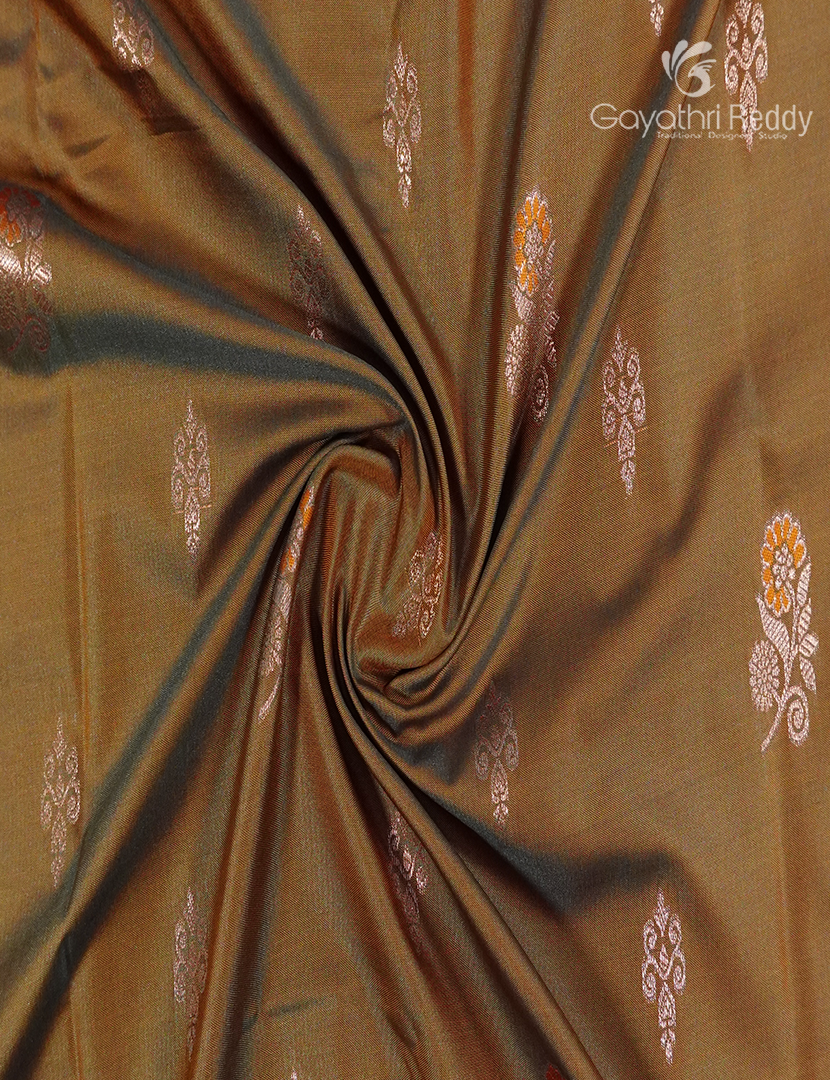 Semi Kanchipuram Art Silk Saree in Dry Mehendi
