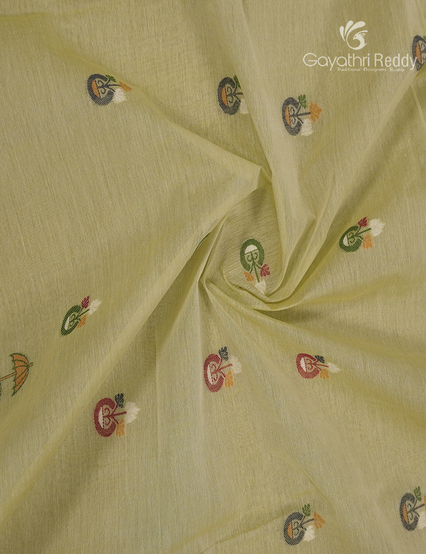 Jamdani Cotton Saree in Apple Green