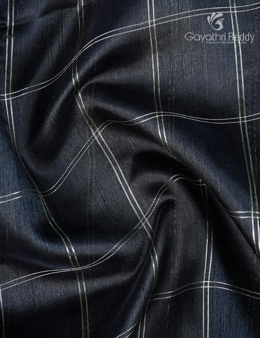 Semi Tussar Saree in Slate Black